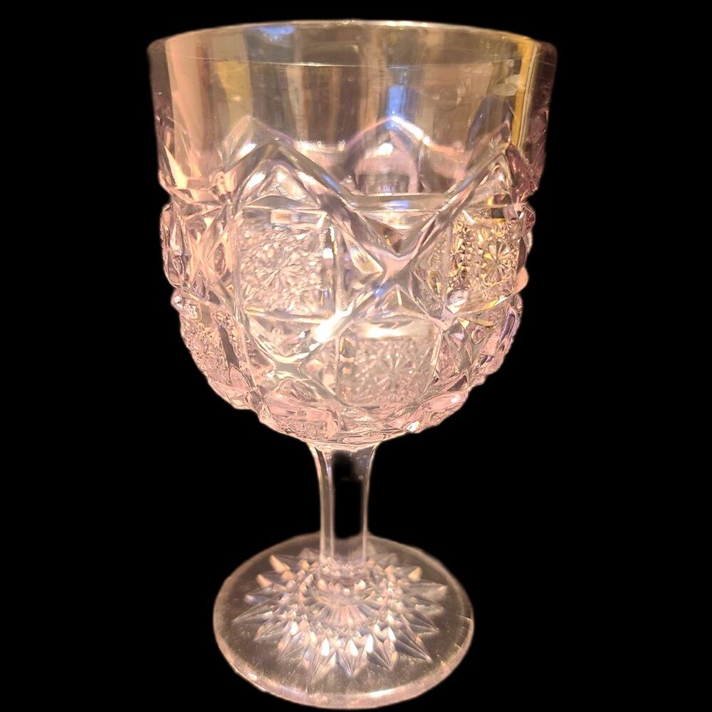 ULTRA RARE Westmoreland Old Quilt CLEAR‎ Water Goblet WESOLQU